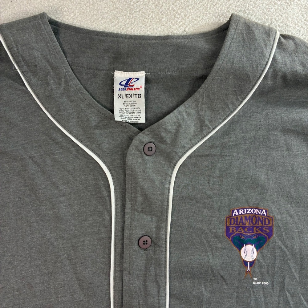 Vintage Logo Athletic Arizona Diamondbacks Baseball Jersey Men XL Gray Black Y2K